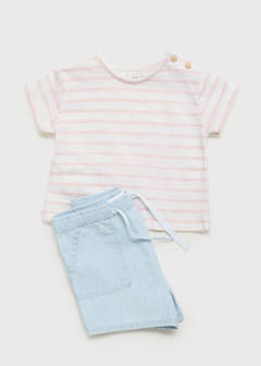 Striped cotton T-shirt — Light Pink 2