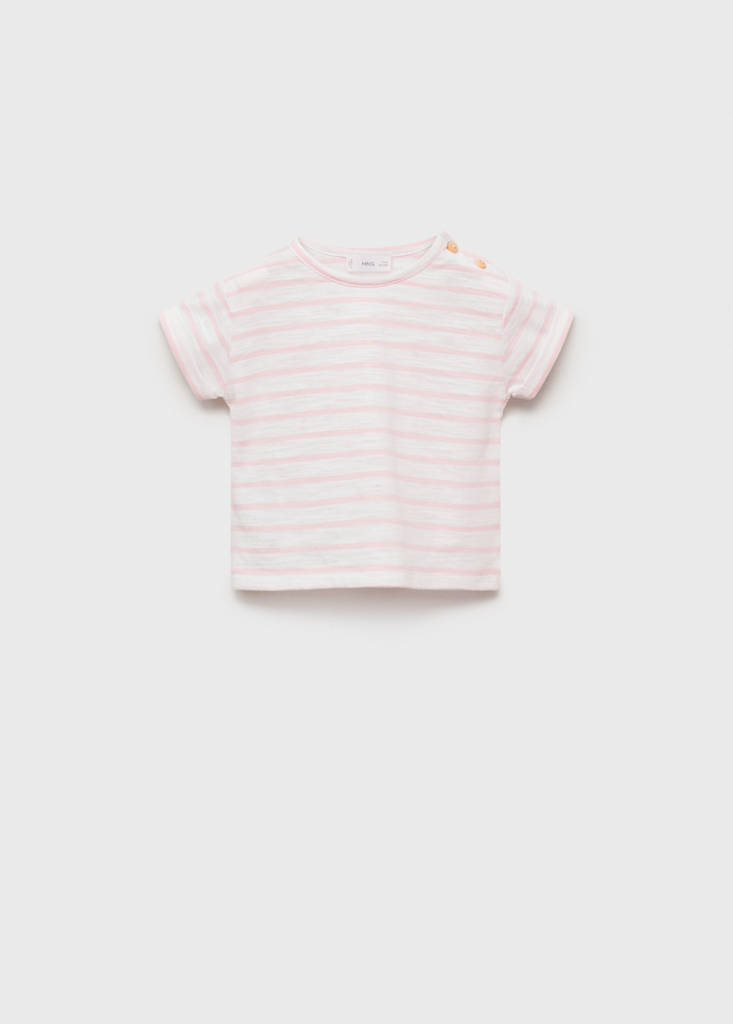 Striped cotton T-shirt — Light Pink