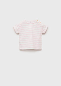 Striped cotton T-shirt — Light Pink 1