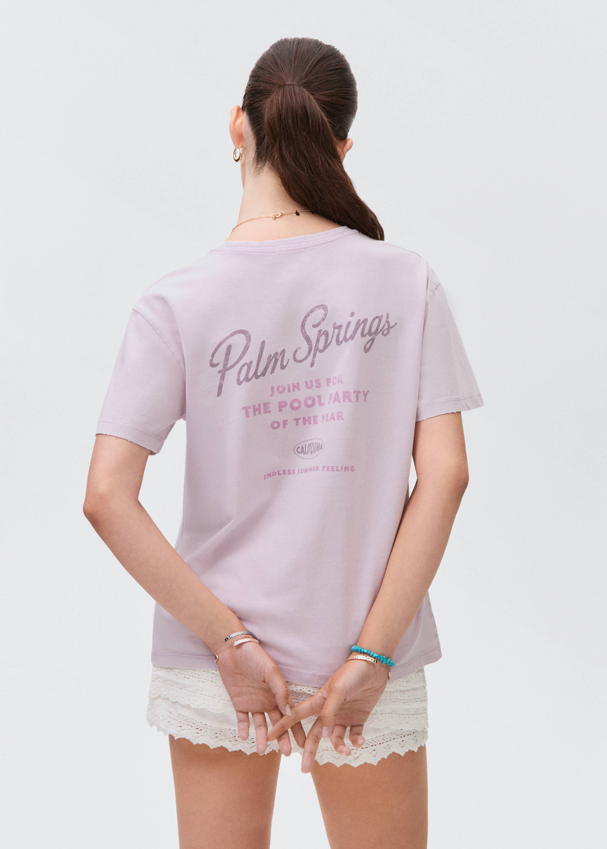 تي شيرت بأكمام قصيرة نمط مطبوع - الجهة الخلفية للمنتج