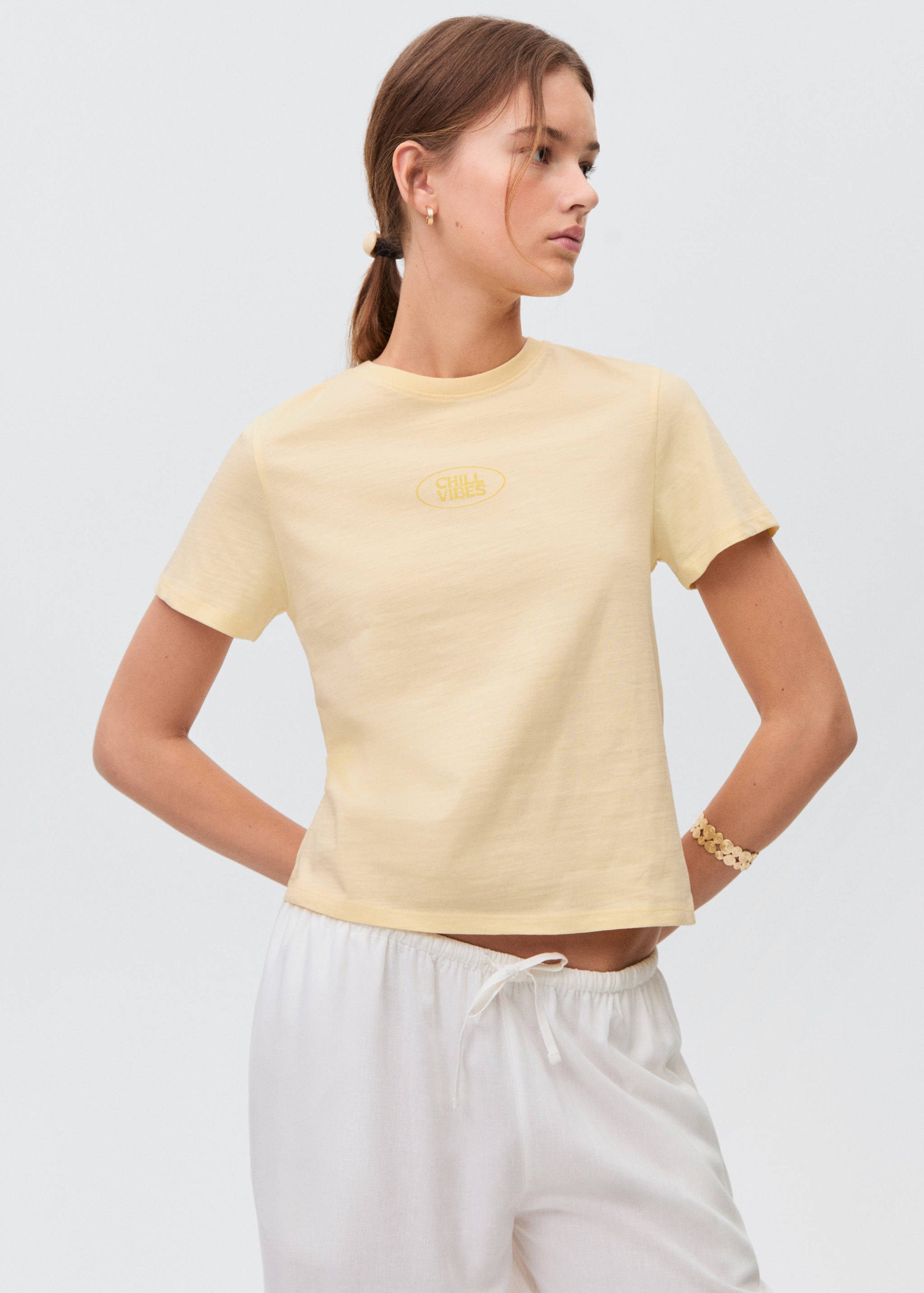 Printed cotton-blend T-shirt - Medium plane