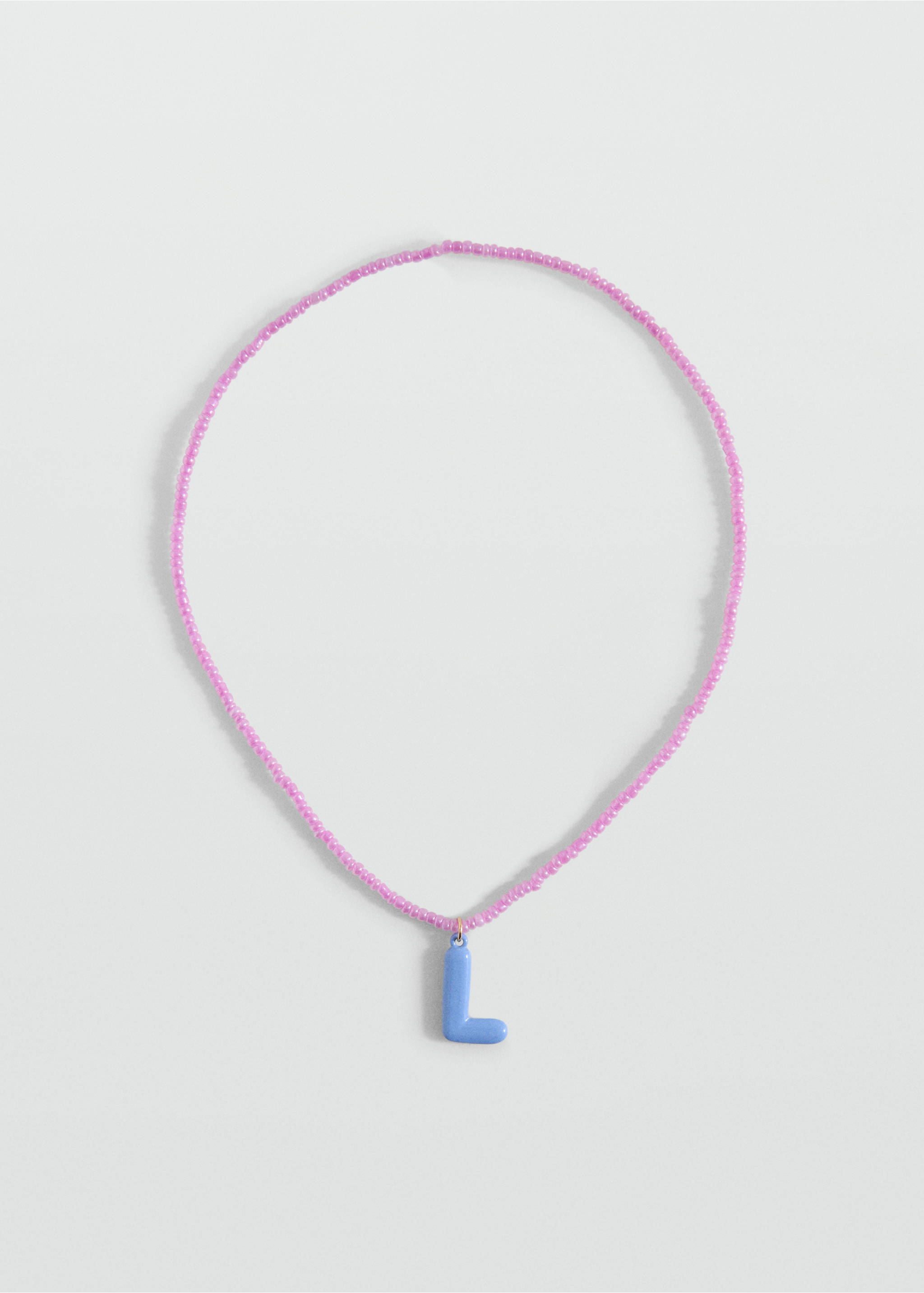 Collier perles lettres - Article sans modèle, Bleu ciel. Ref: 17001199-00.