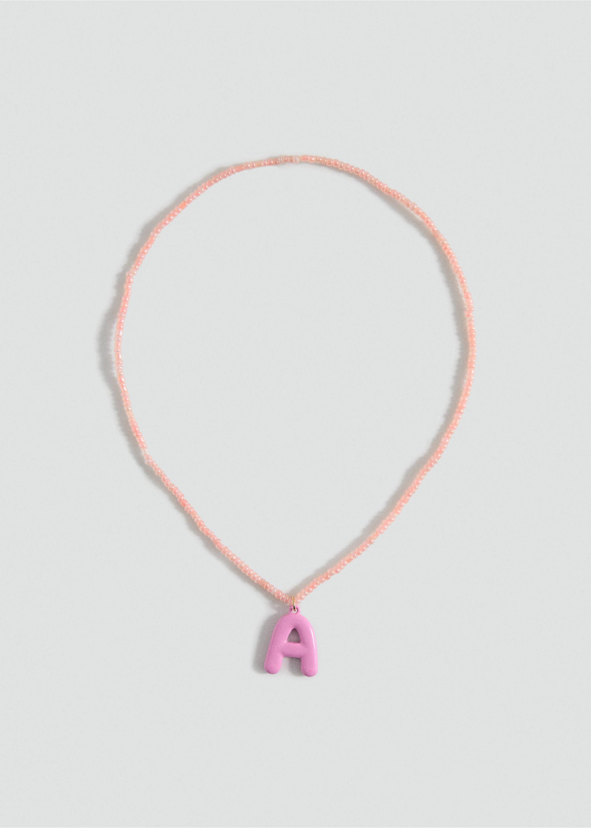 Collier perles lettres - Article sans modèle, Rose. Ref: 17001199-00.