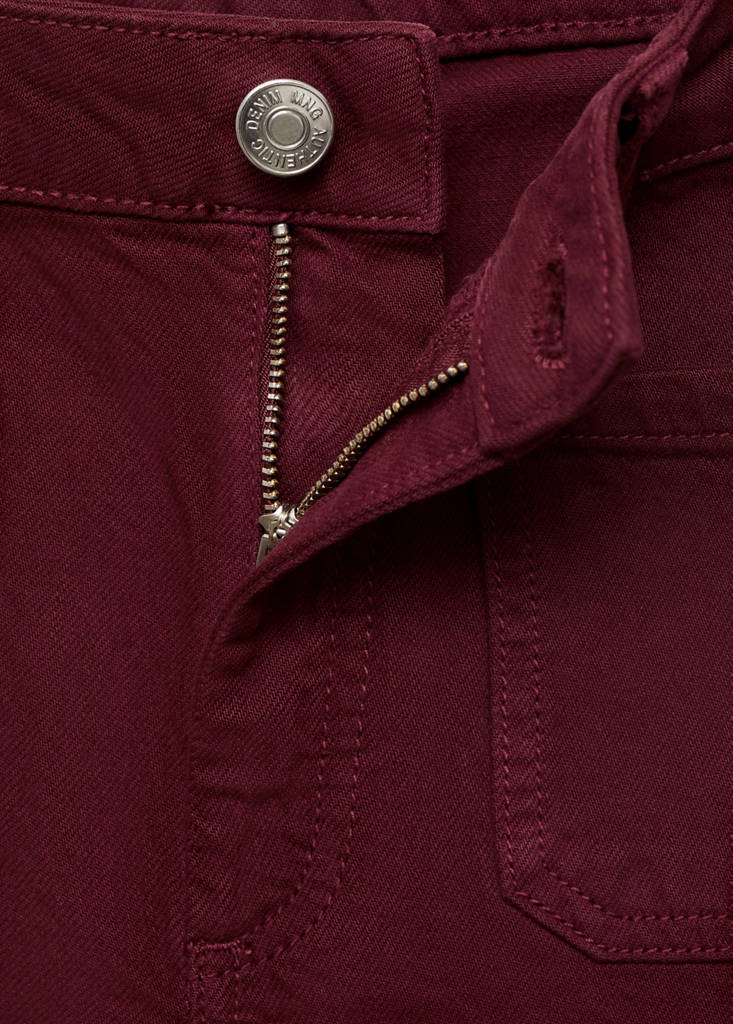 Jeans culotte mid-waist comfort — Burgundy