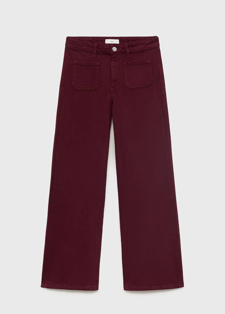Jeans culotte mid-waist comfort — Burgundy
