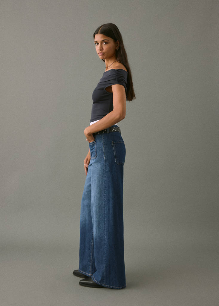 Jeans culotte mid-waist comfort — Dark Blue