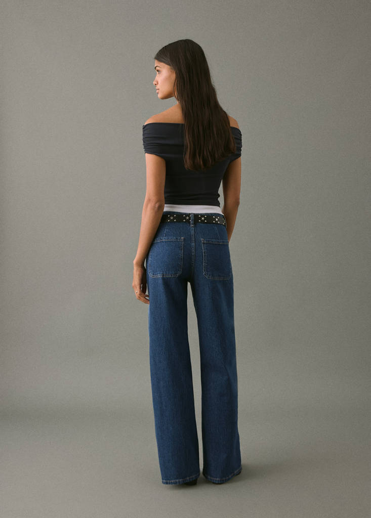 Jeans culotte mid-waist comfort — Dark Blue