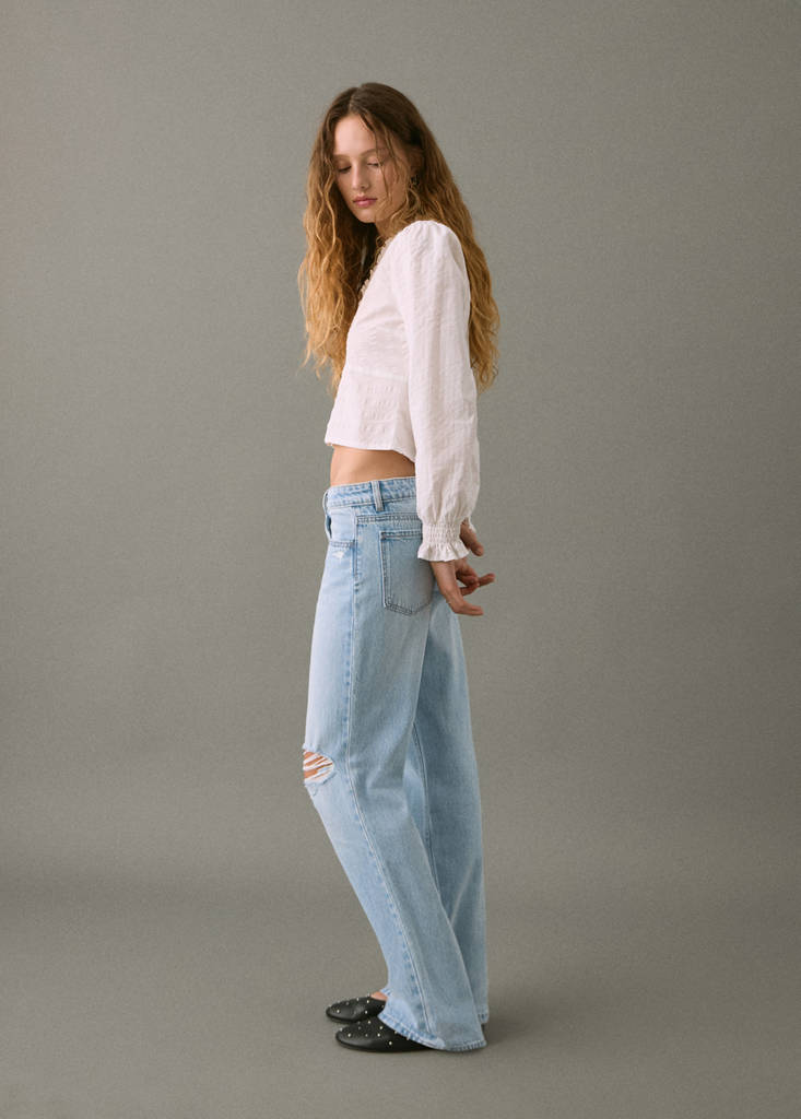 Ripped straight-fit jeans — Light Blue