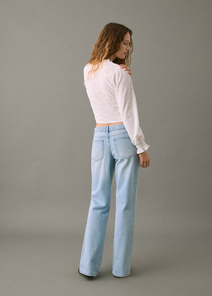 Ripped straight-fit jeans — Light Blue