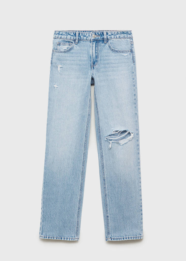 Ripped straight-fit jeans — Light Blue