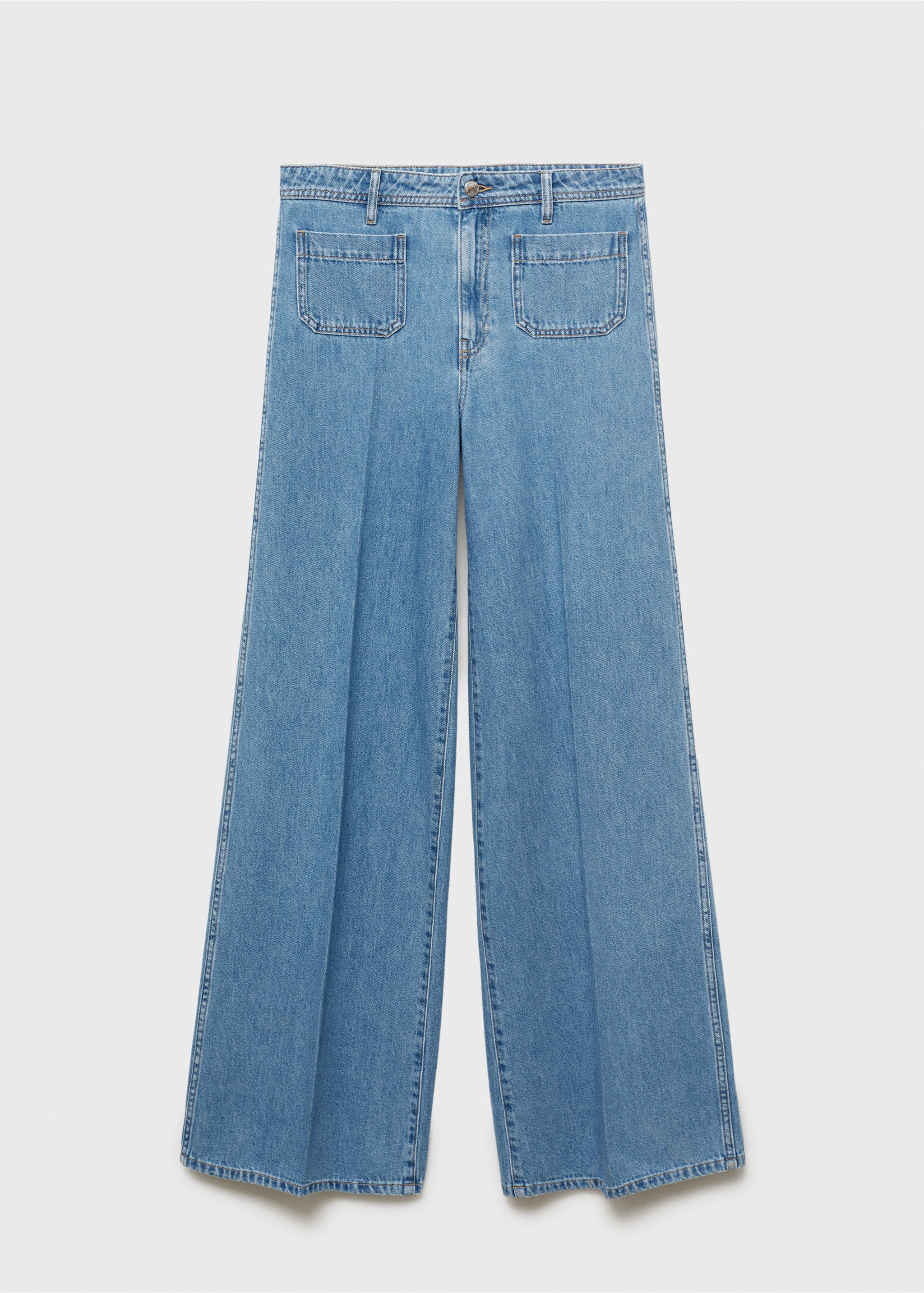 Wideleg high-waist jeans met zakken - Artikel zonder model, Middenblauw. Ref: 17001208-00.
