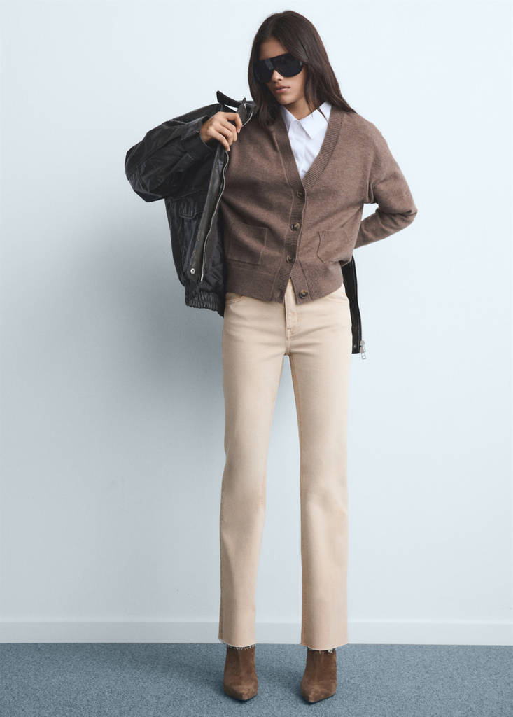 Sienna flared cropped jeans — Sand