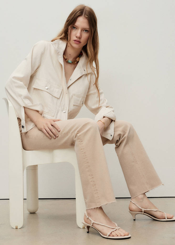 Sienna flared cropped jeans — Sand