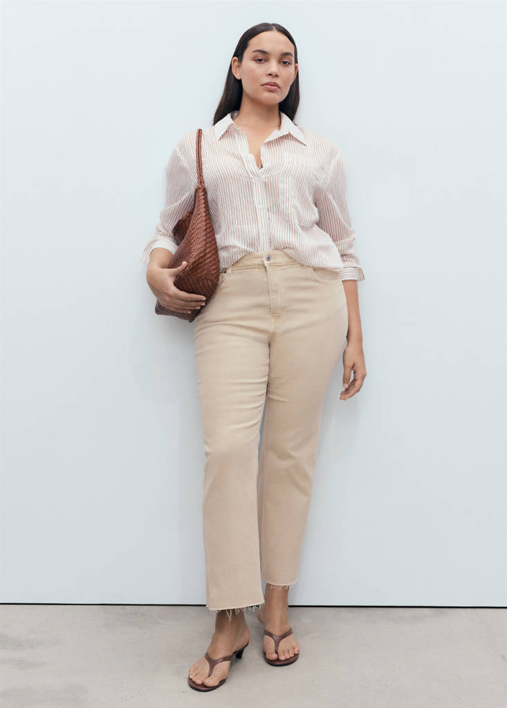 Sienna flared cropped jeans — Sand