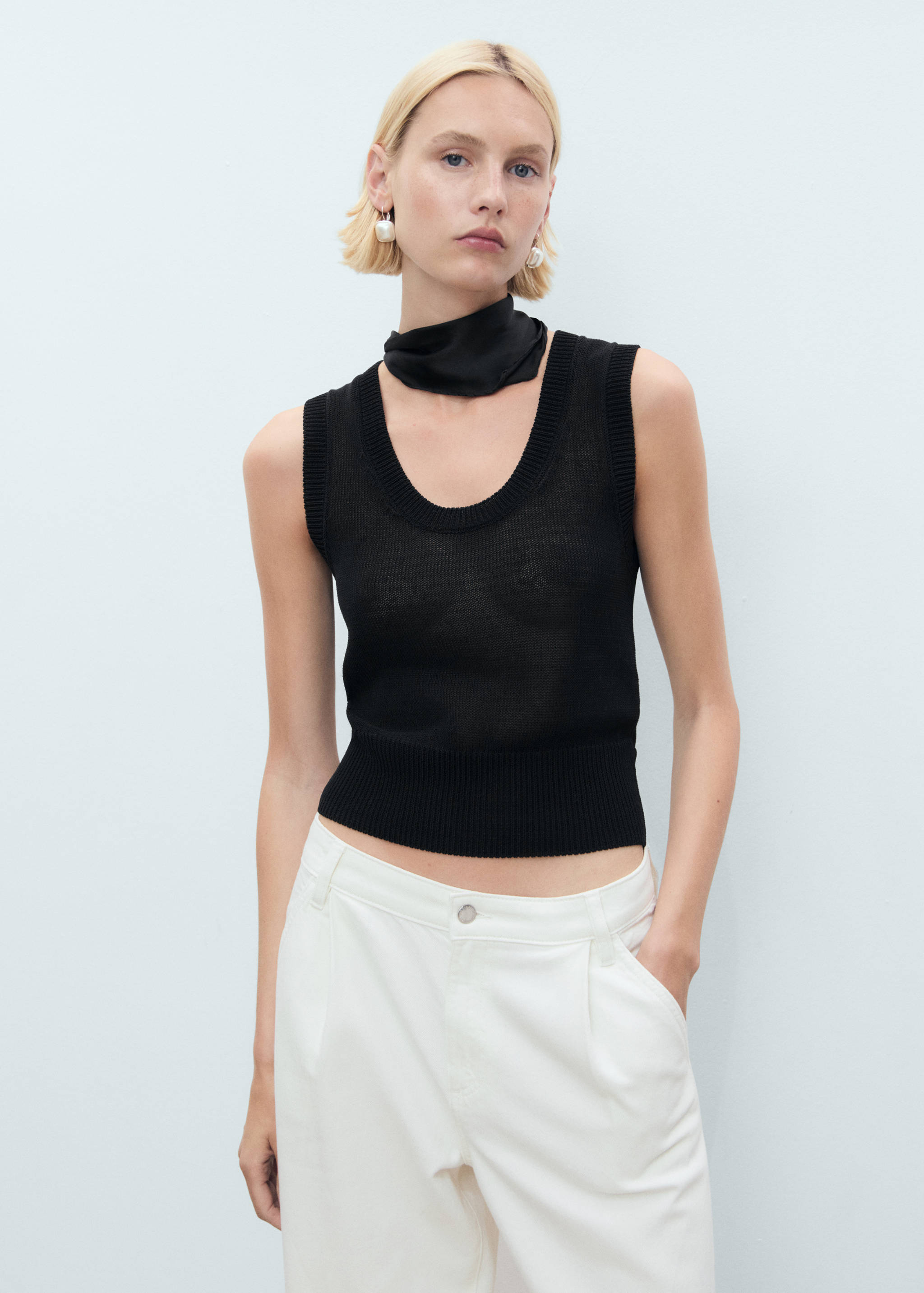 Wide leg pleated jeans - Details of the article 3