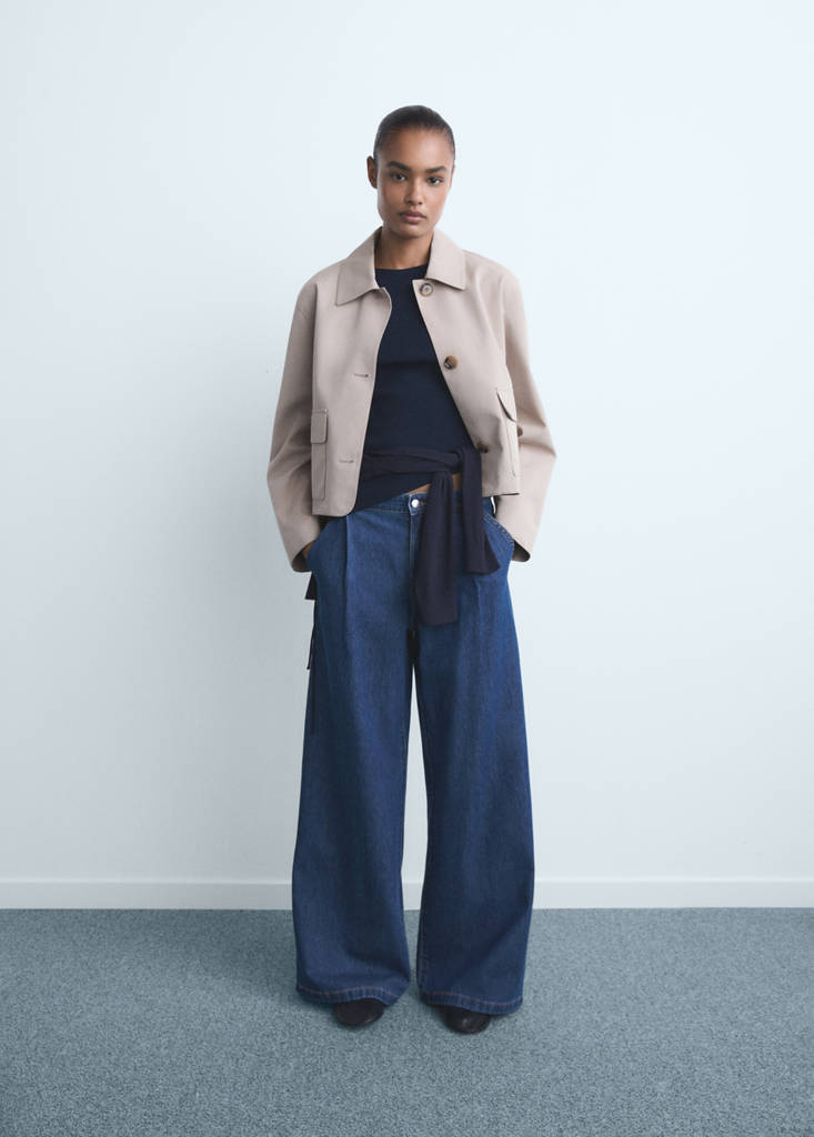 Wide leg pleated jeans — Open Blue
