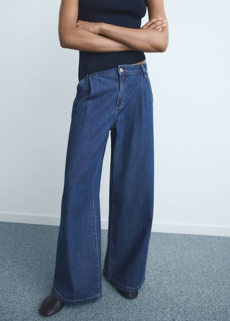 Wide leg pleated jeans — Open Blue