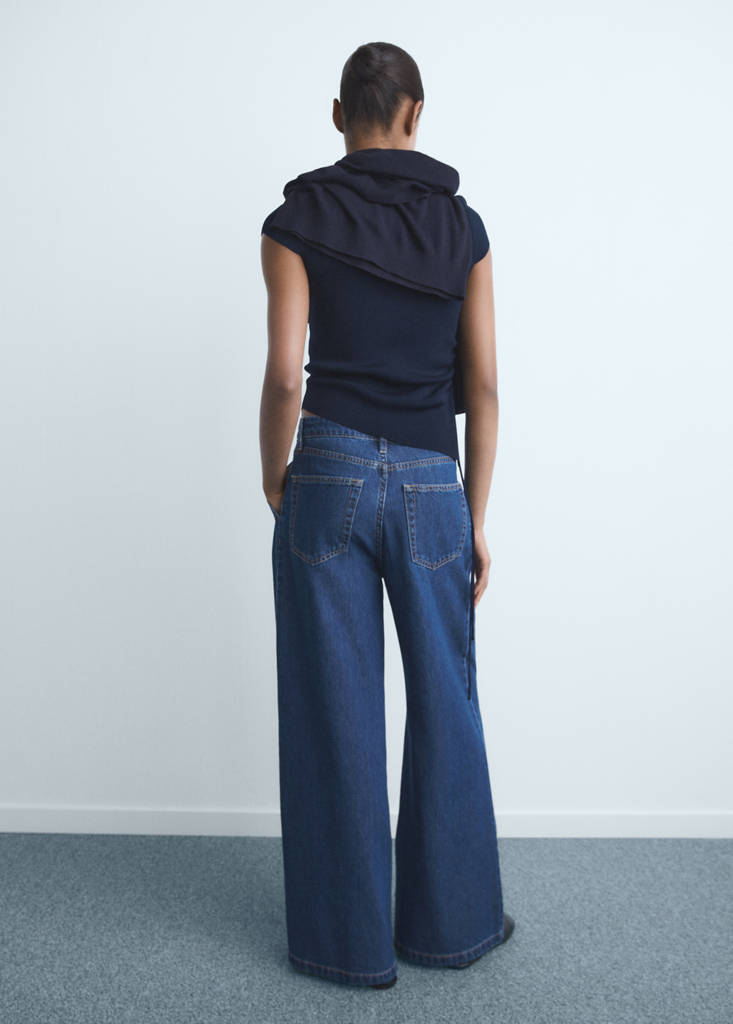 Wide leg pleated jeans — Open Blue