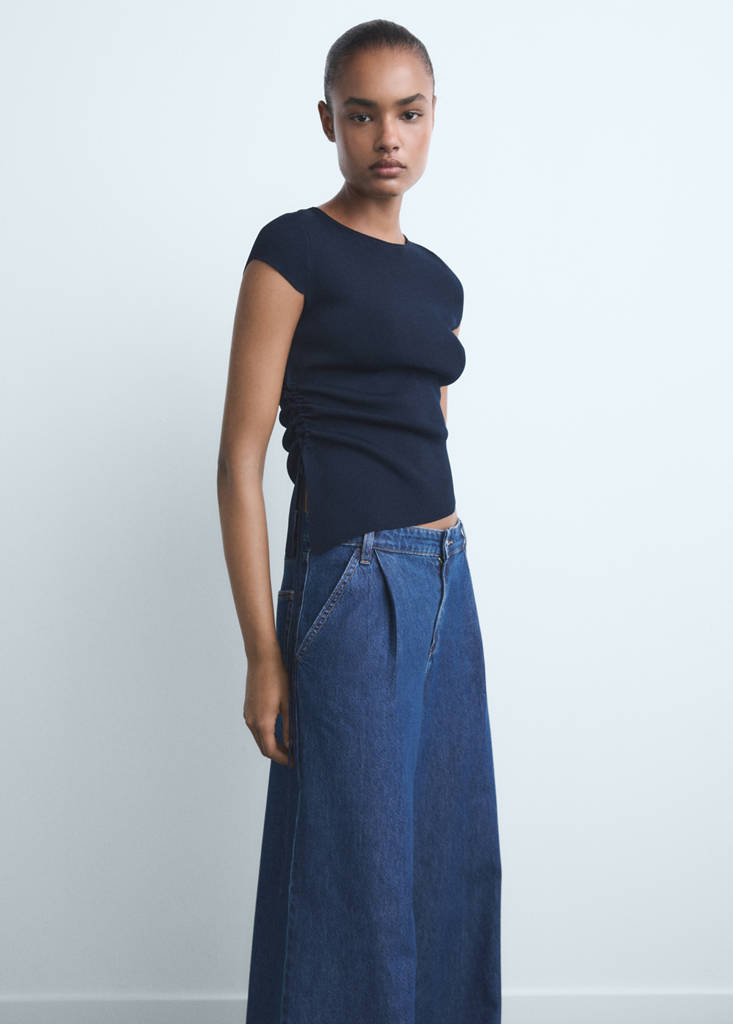 Wide leg pleated jeans — Open Blue