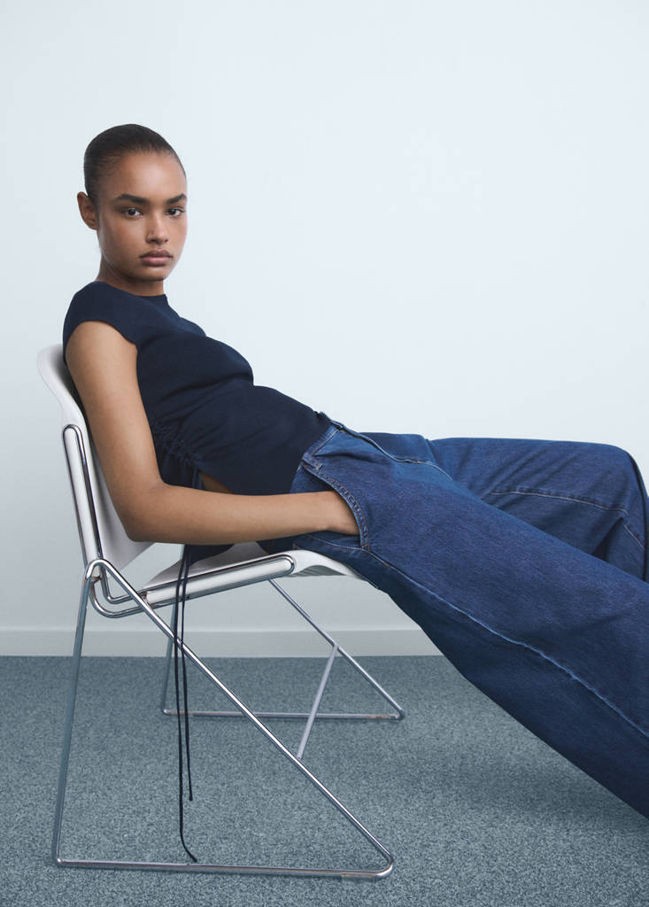 Wide leg pleated jeans — Open Blue
