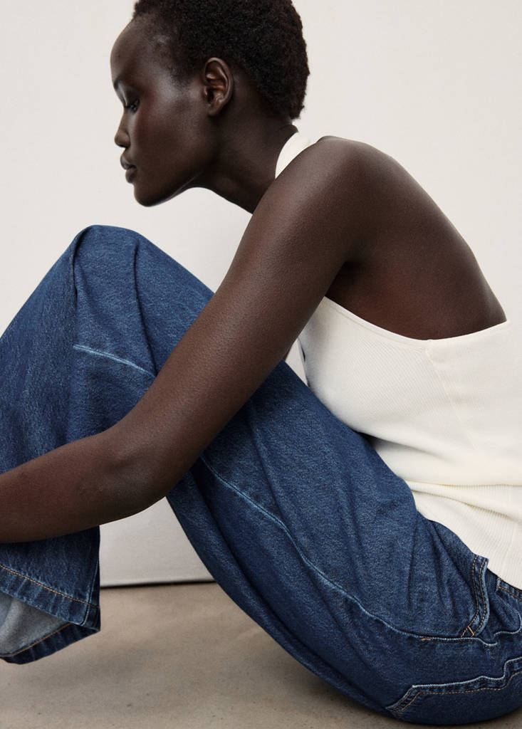 Wide leg pleated jeans — Open Blue
