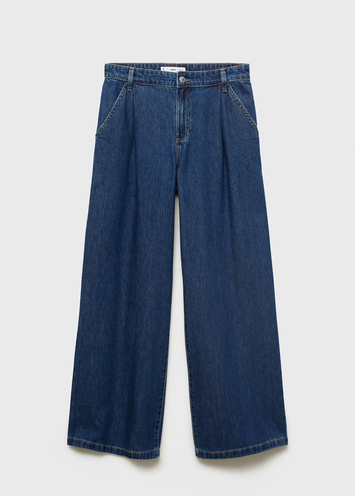 Wide leg pleated jeans — Open Blue
