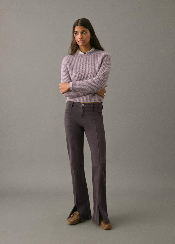 Flared jeans with opening — Charcoal
