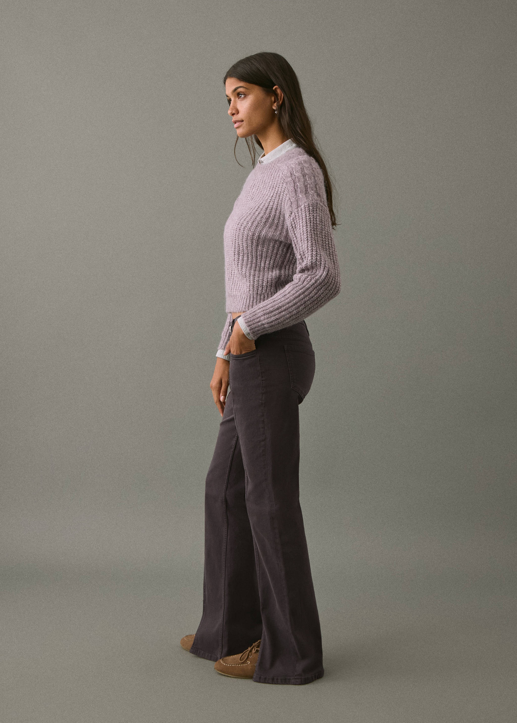 Flared jeans with opening - Medium plane