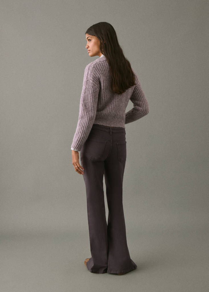 Flared jeans with opening — Charcoal