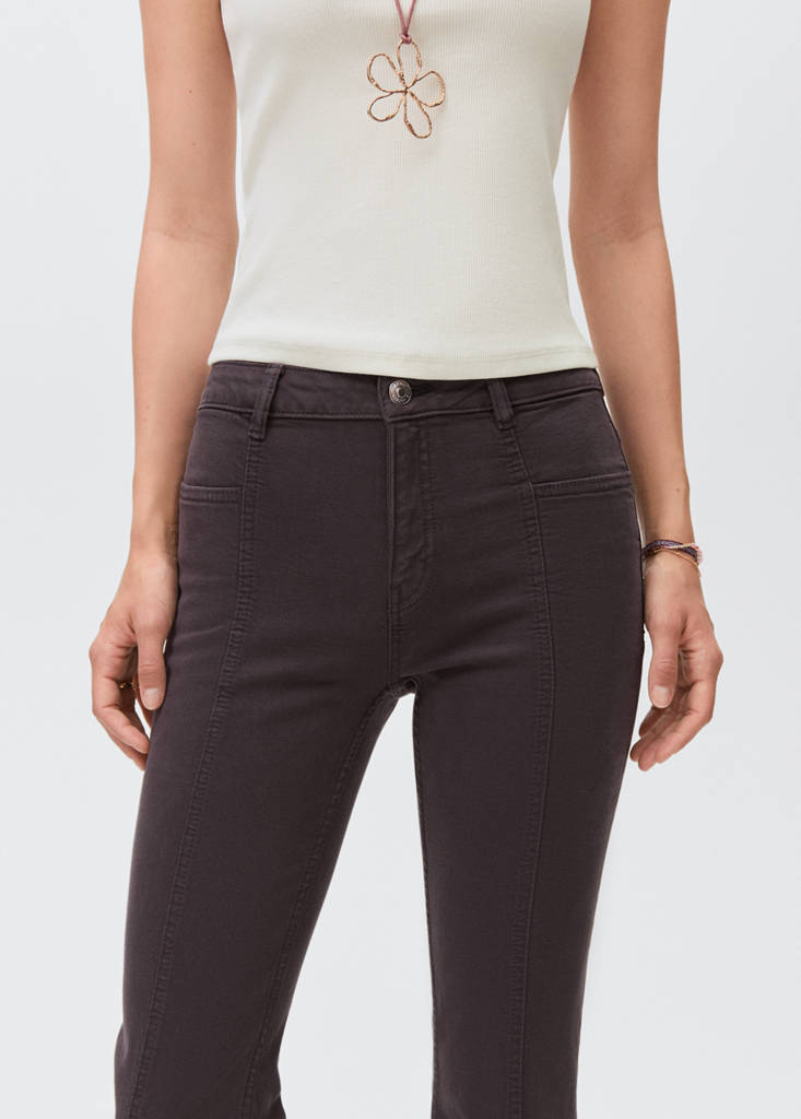 Flared jeans with opening — Charcoal