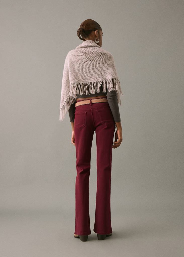 Flared jeans with opening — Burgundy