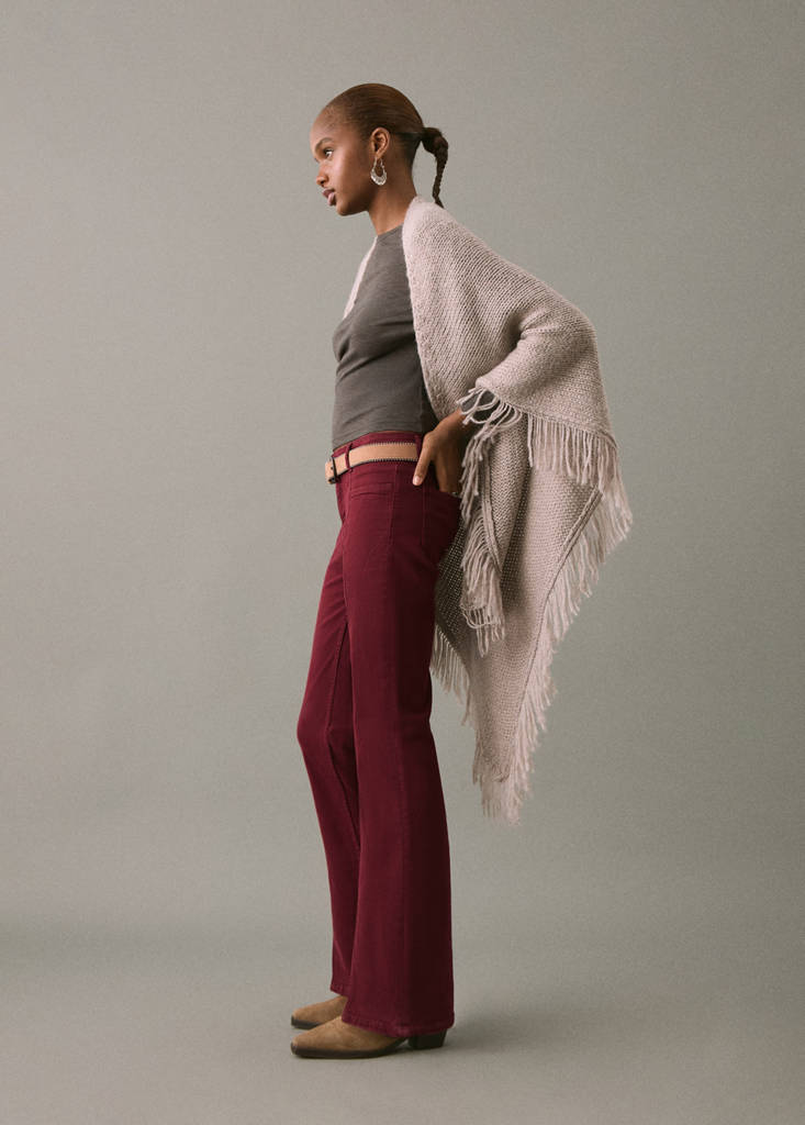 Flared jeans with opening — Burgundy