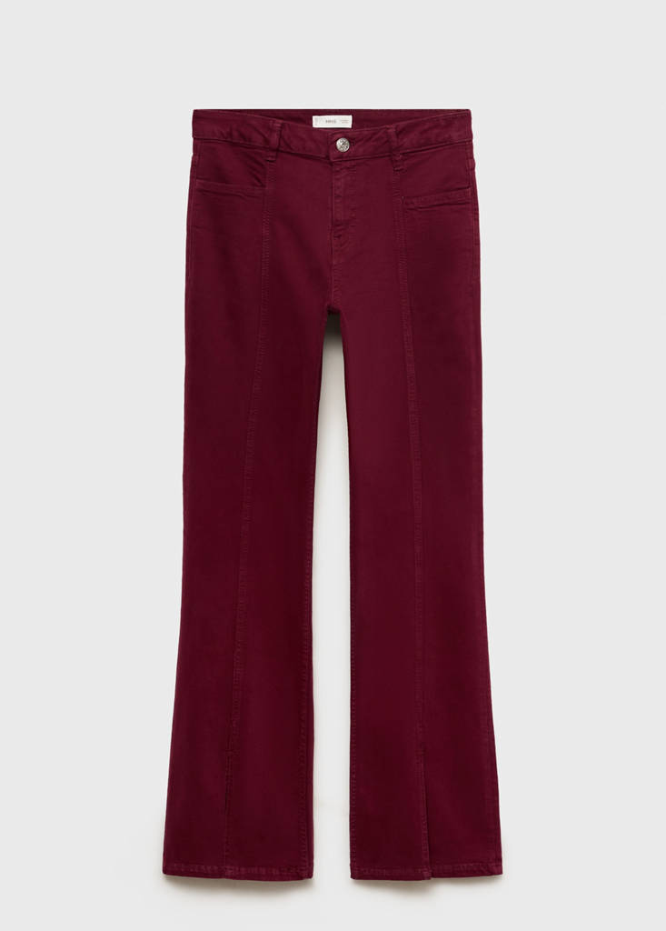 Flared jeans with opening — Burgundy