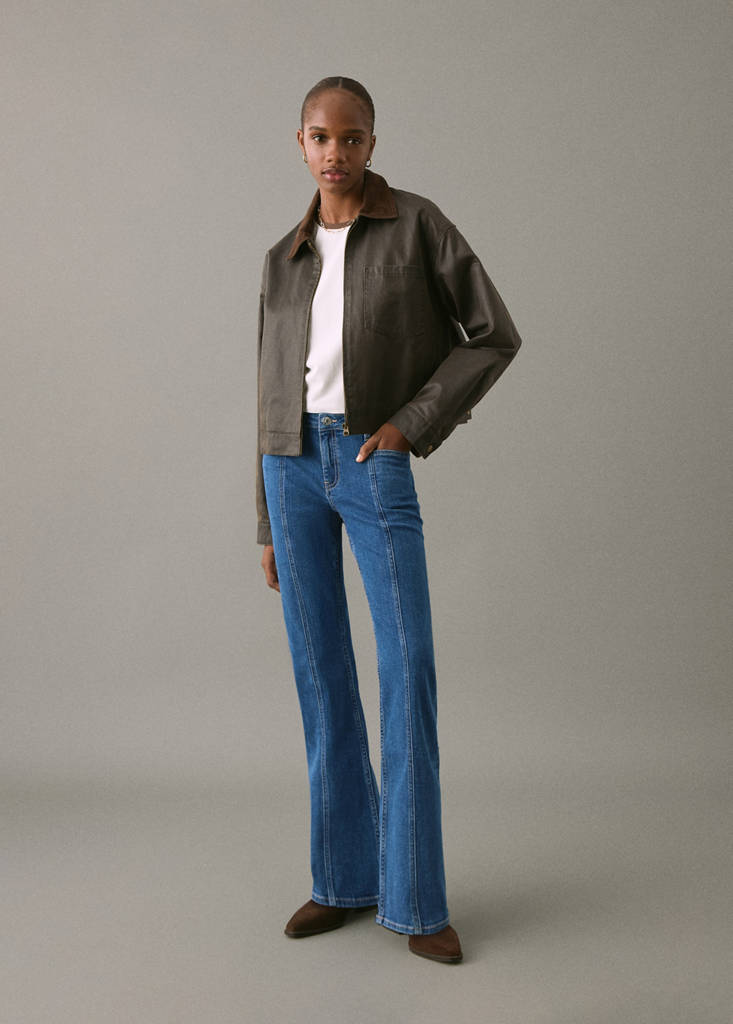 Flared jeans with stars — Dark Blue