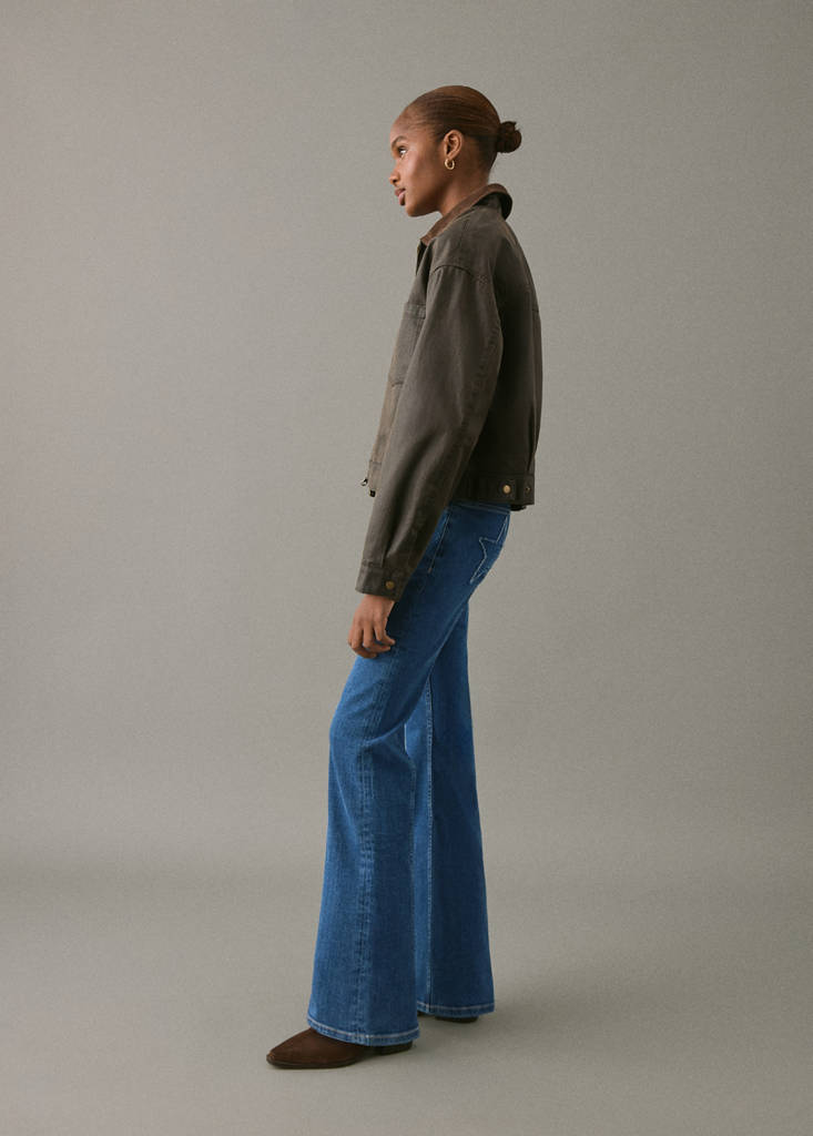 Flared jeans with stars — Dark Blue