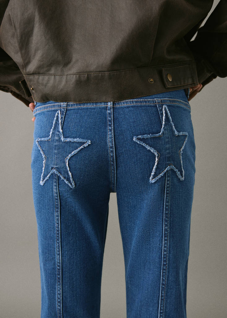 Flared jeans with stars — Dark Blue