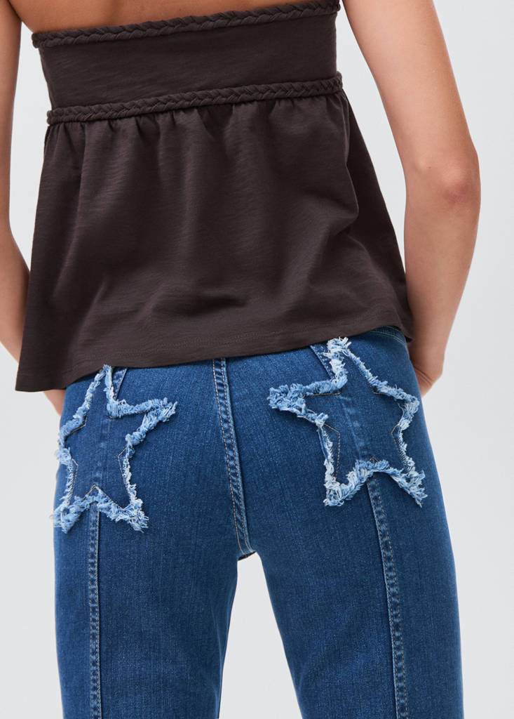 Flared jeans with stars — Dark Blue