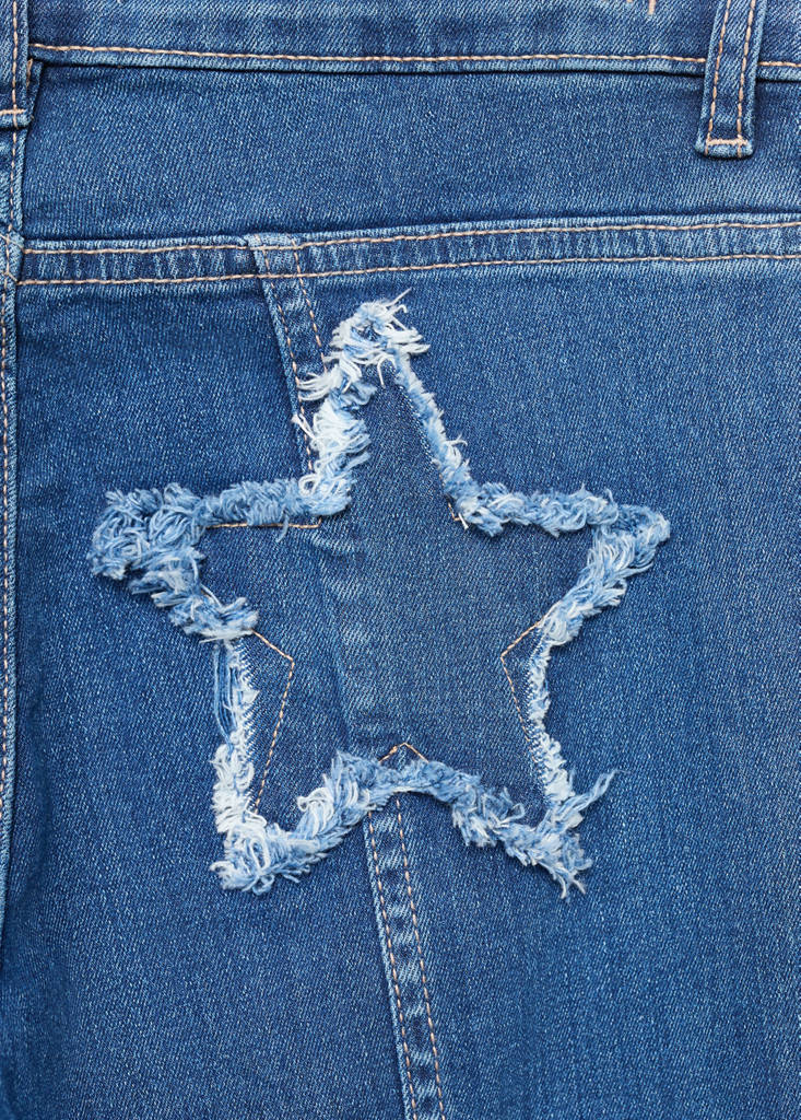 Flared jeans with stars — Dark Blue