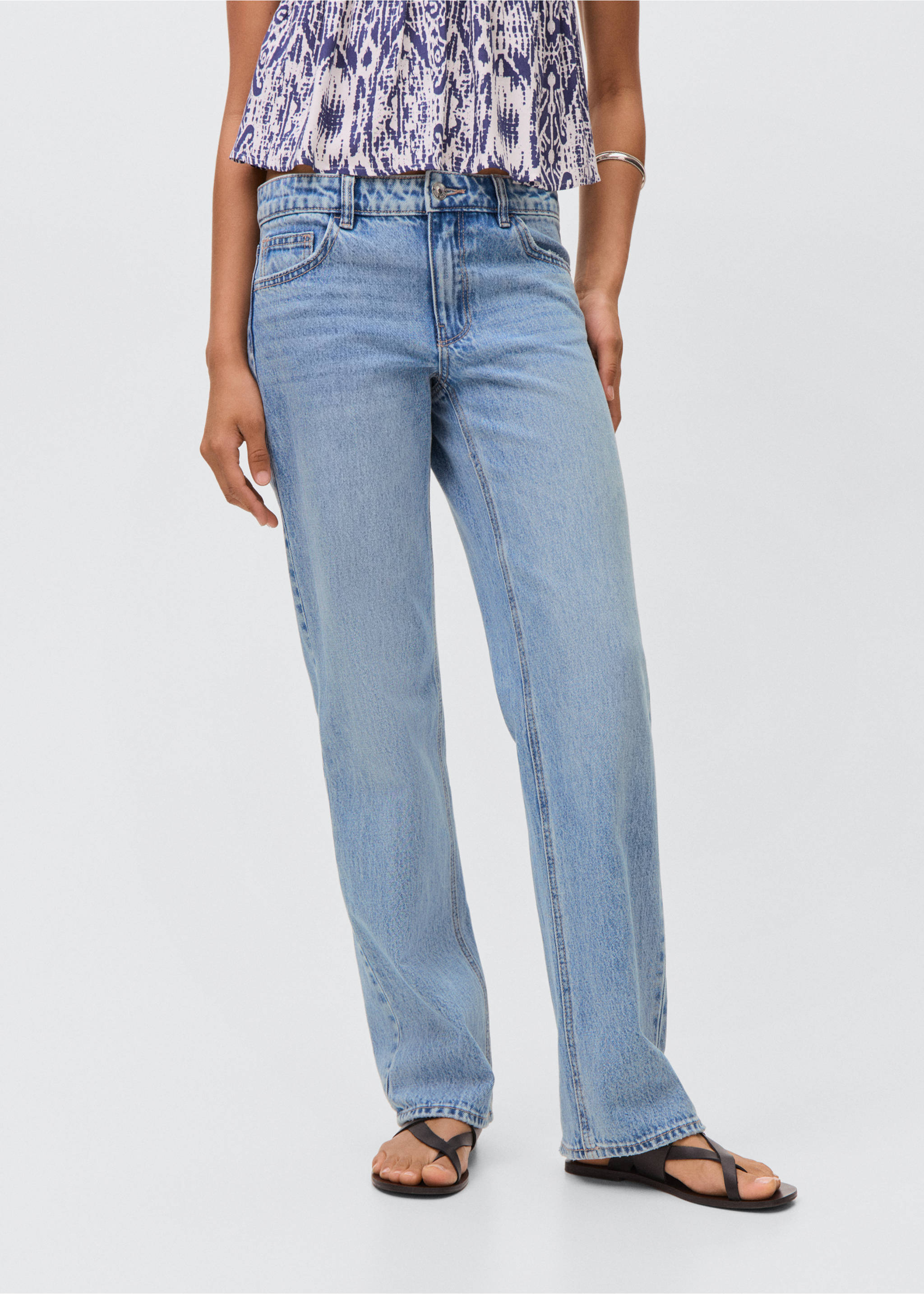 Jeans straight fit - Plano medio, Azul claro. Ref: 17001219-00.