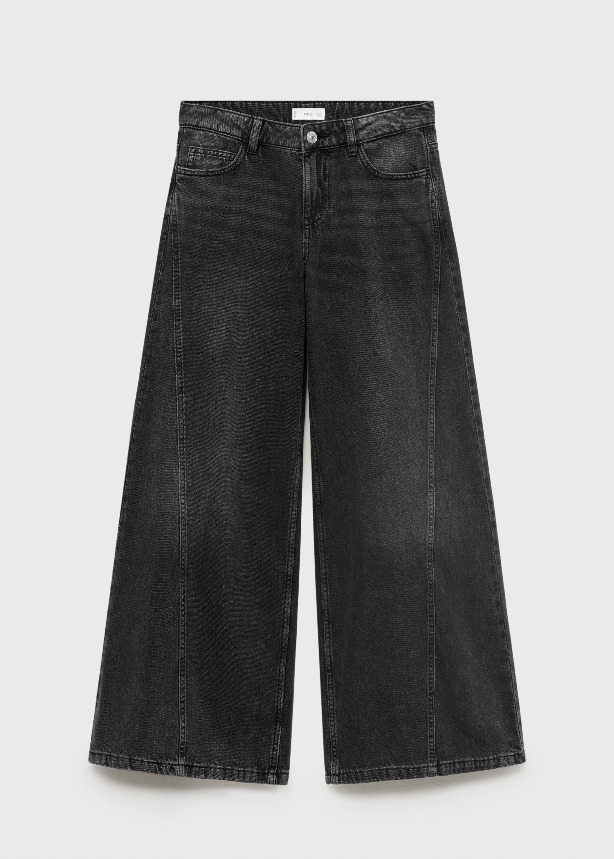 Wide leg jeans with seam detail - Article without model, Black denim. Ref: 17001222-00.