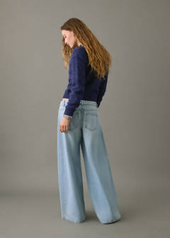Wide leg jeans with seam detail — Light Blue 6