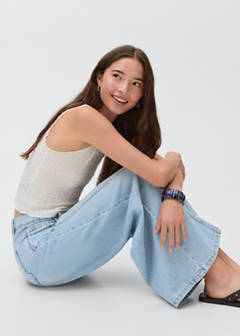 Wide leg jeans with seam detail — Light Blue 4
