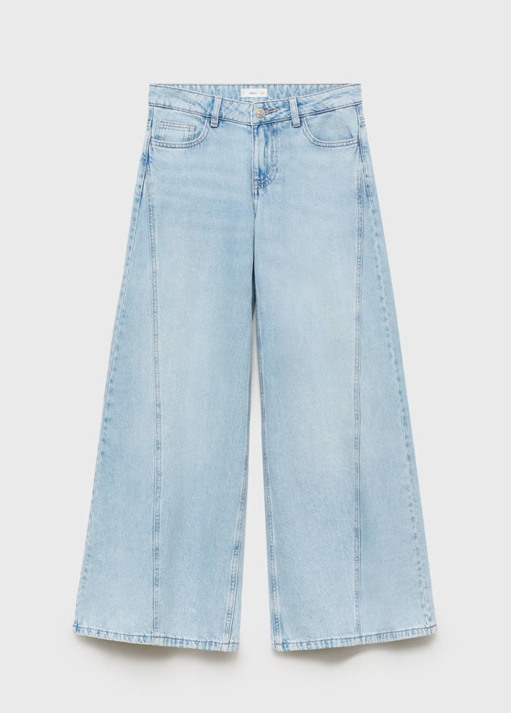Wide leg jeans with seam detail — Light Blue