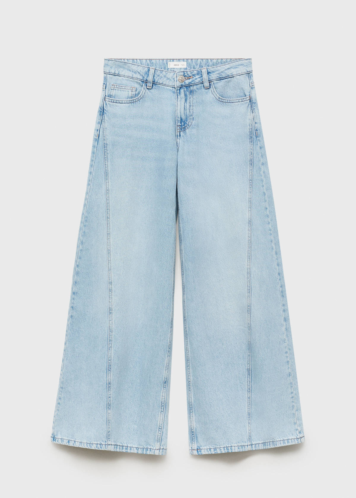 Wide leg jeans with seam detail — Light Blue