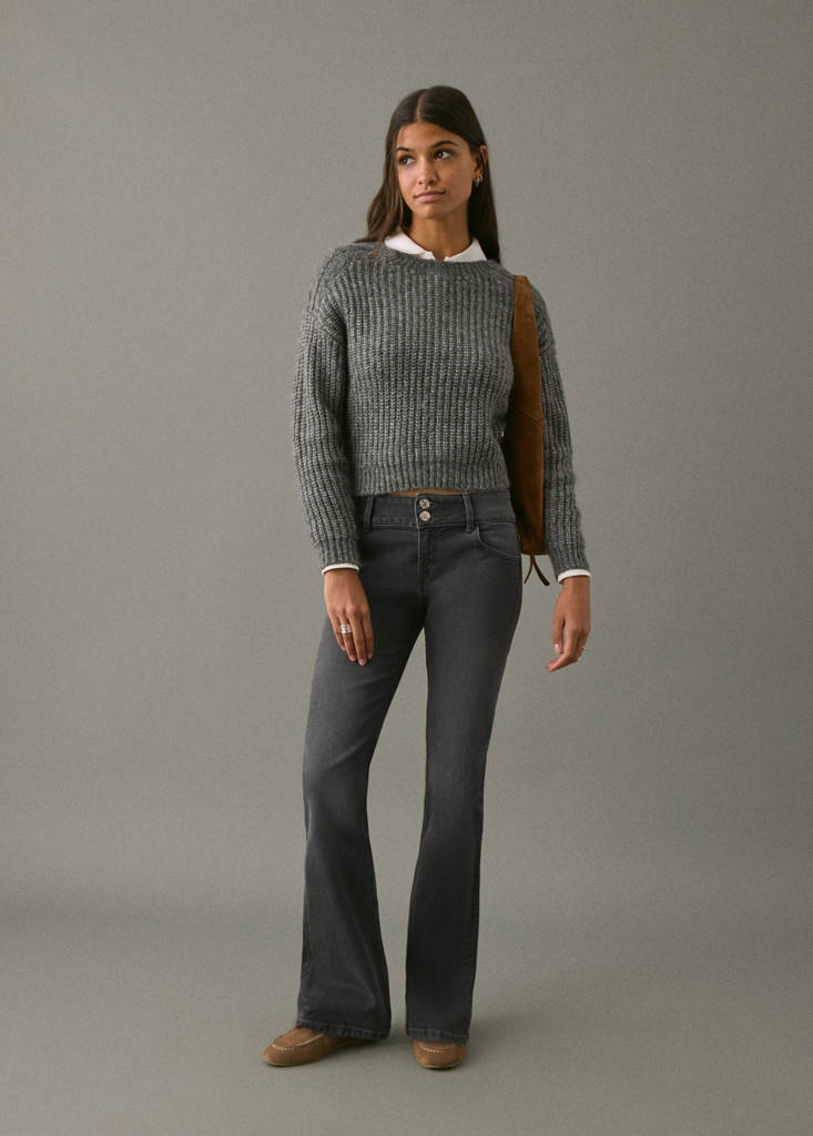 Low-waist flared jeans — Black denim