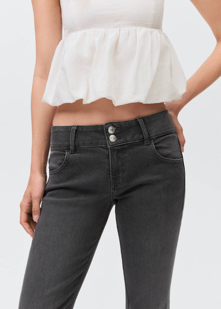 Low-waist flared jeans — Black denim