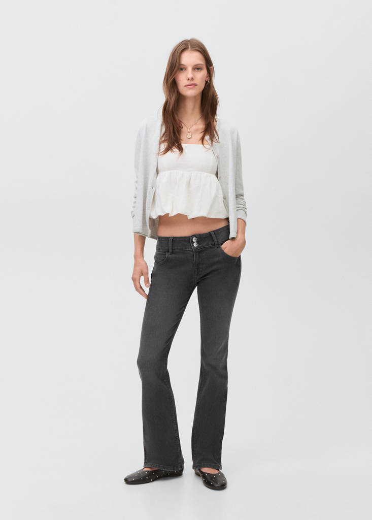 Low-waist flared jeans — Black denim