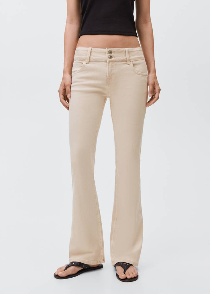 Low-waist flared jeans — Beige