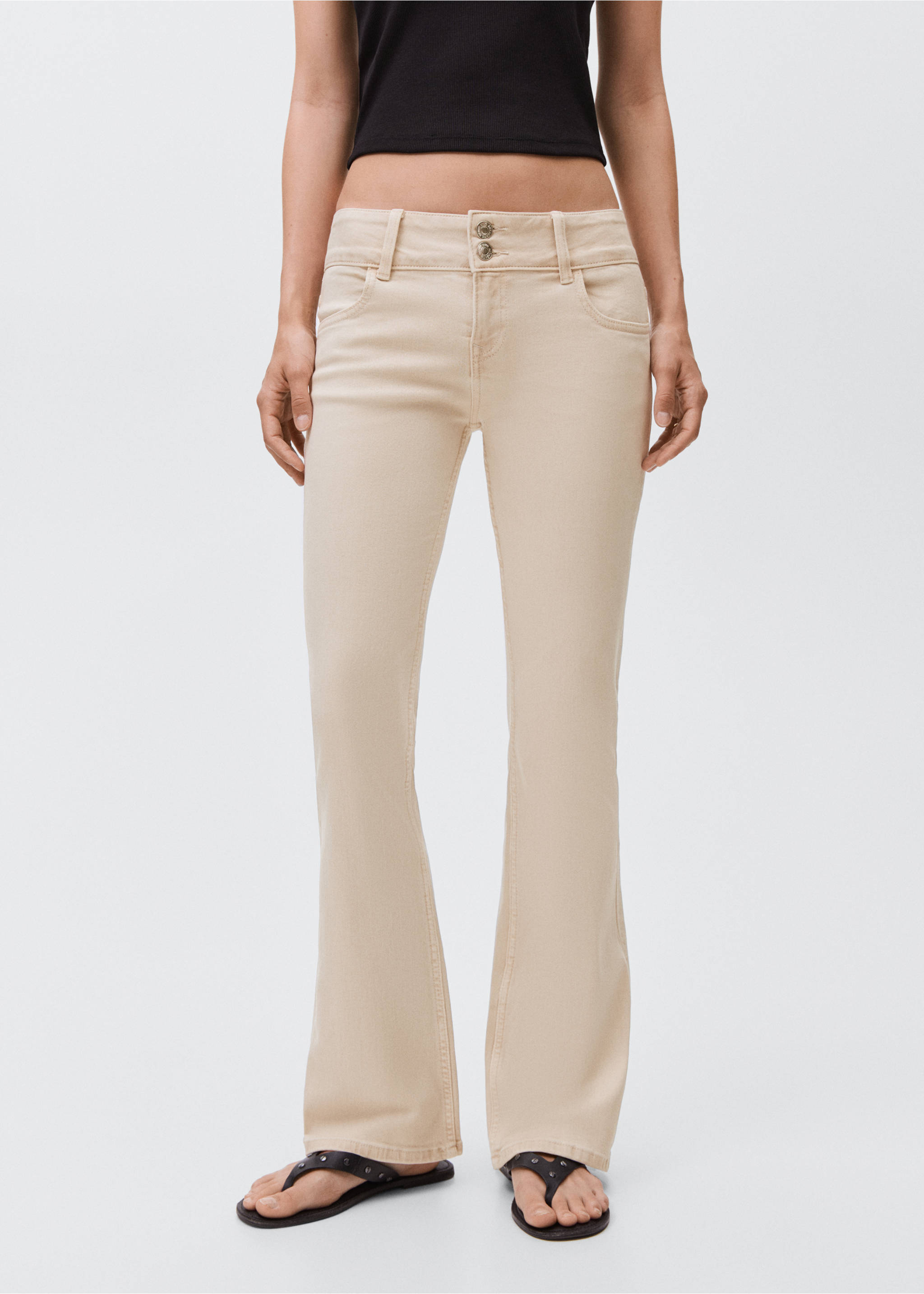 Low-waist flared jeans - Medium plane, Beige. Ref: 17001225-00.