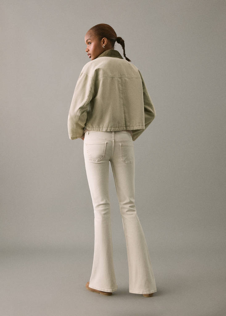 Low-waist flared jeans — Beige